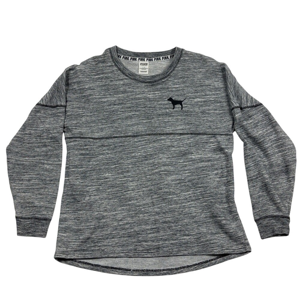 Pink By Victoria's Secret Long Sleeve Graphic Pullover Womens‎ Size Large Grey
